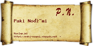 Paki Noémi névjegykártya
